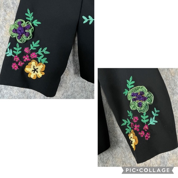 Draper's & Damon's Colorful Fun Embroidery Ribbon Flower Accent Blazer - Sz 12P - Picture 10 of 16